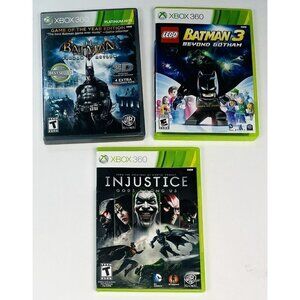 Lot 3 Xbox 360 Batman: Lego Batman 3, Injustice: Gods Among Us & Arkham Asylum